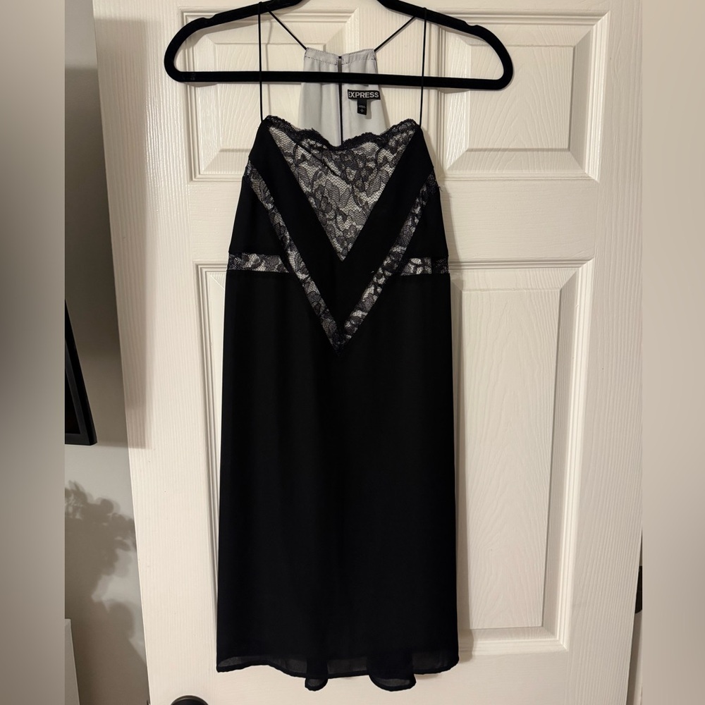 Express Black and White Lace Insert Cami Slip Dress